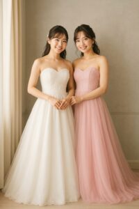 静岡のフォトスタジオで女性二人でドレス写真