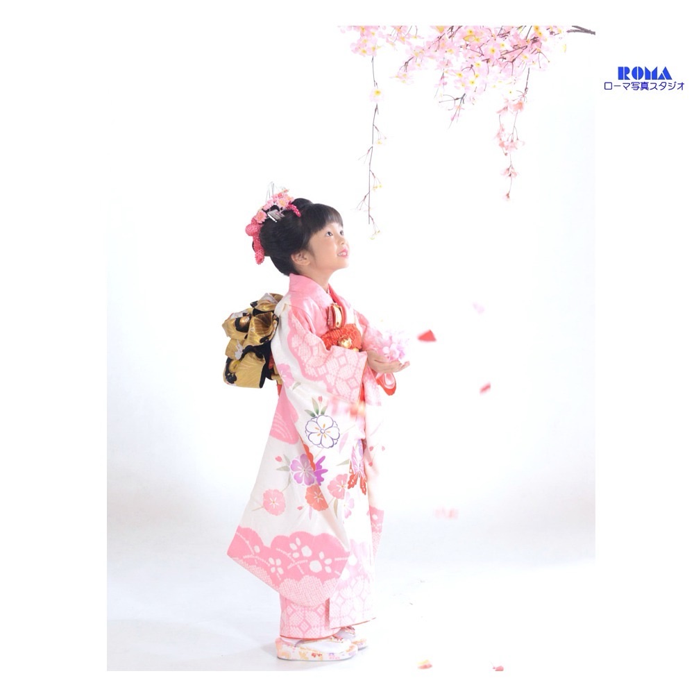 七五三 7歳 ヘア・メイク・着付け・桜と写真｜静岡市写真館